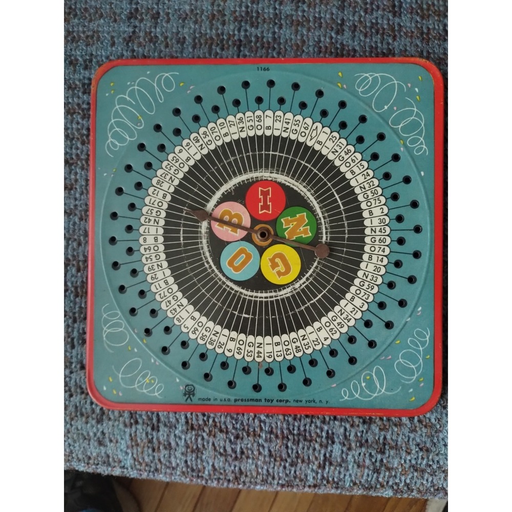 Vintage Pressman Toy Corp Metal Tin Bingo Spinner # 1166